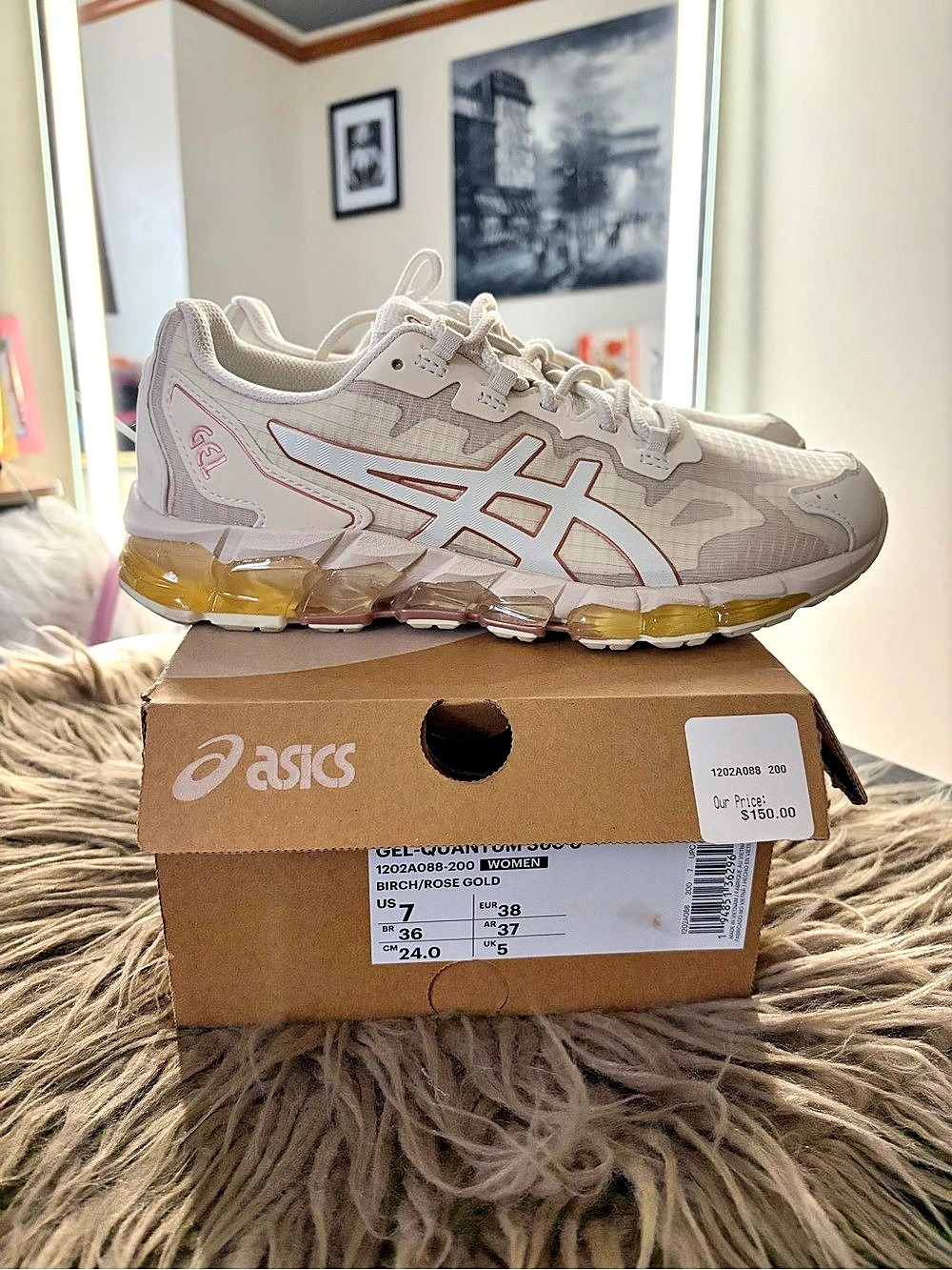 ASICS GEL-QUANTUM 360 6 Women's Athletic Shoes White & Gold US 7 Like New